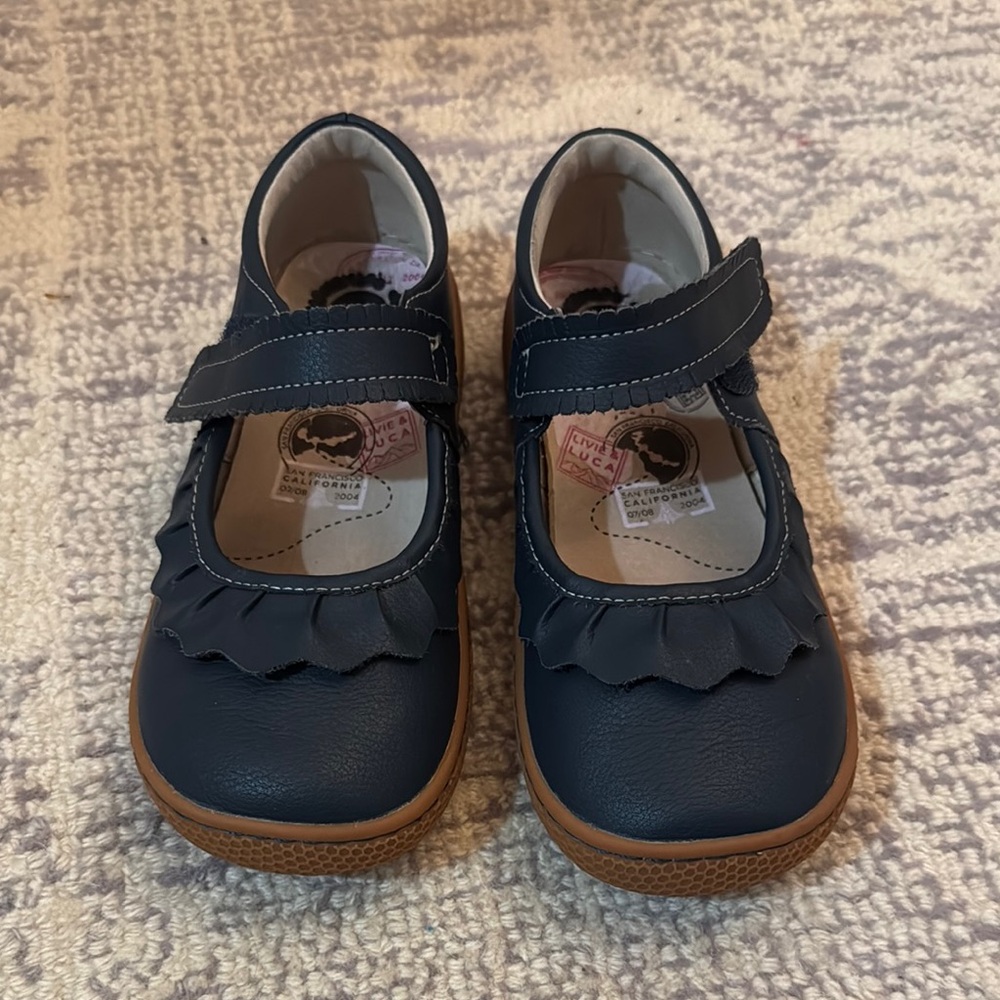 Navy Blue Kids Shoes with Ruffle Detail